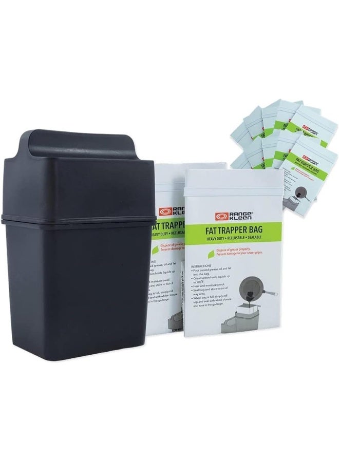 Range Kleen Fat Trapper System/Grease Storage Container with TWELVE Disposable Grease Bags - Image 1